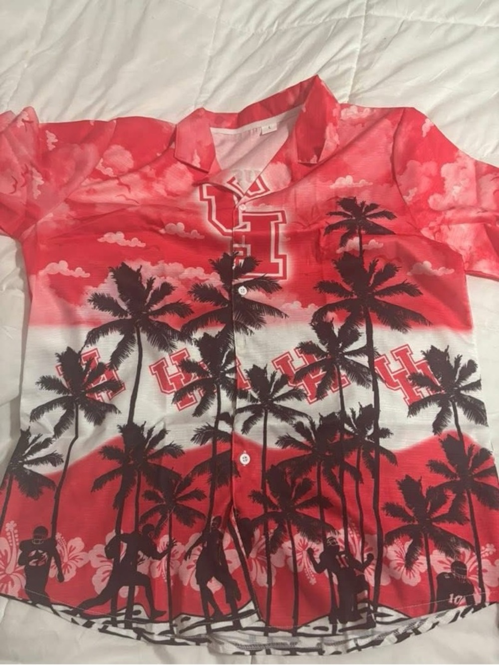 Red Palm-Print Kids Button-Up Shirt